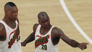 NBA 2K15 (PS4): 1995-96 Sonics vs 1997-98 Lakers Gameplay