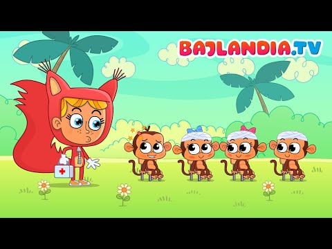 🐵 5 Malutkich Małpek Po Łóżku Skakało - Bajlandia TV - Piosenki Dla Dzieci - N