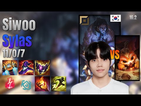 Siwoo Top Sylas vs Gnar lol KR solo rank Full Game 16.2 | 시우 사일러스 vs 나르