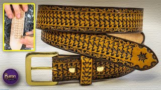 Making a tooled leather belt with stamps. Leather Craft Belt Making.