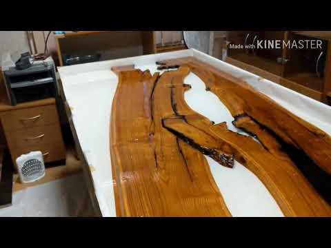 pARTISANus Custom Clear Epoxy Live Edge Wood Slab Dining Table