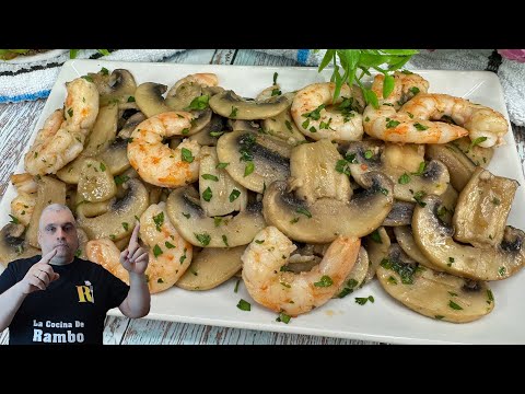 💥CHAMPIÑONES al AJILLO con LANGOSTINOS receta en 10 minutos.🤩 Recetas de Navidad 🎄💥BRUTAL