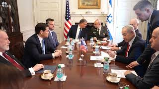 ראש הממשלה בנימין נתניהו נפגש עם מזכיר המדינה של ארה״ב מרקו רוביו (עדכוני משרד ראש הממשלה) - התמונה מוצגת ישירות מתוך אתר האינטרנט יוטיוב. זכויות היוצרים בתמונה שייכות ליוצרה. קישור קרדיט למקור התוכן נמצא בתוך דף הסרטון