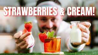 Strawberries & Cream Clarified Punch! 🍓🥛🎾