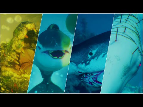 Maneater All APEX PREDATORS Intros (Giant Shark Bosses)