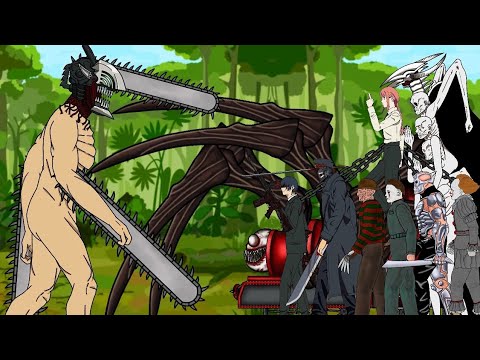 Chainsaw Titan VS Aki Gun, Katana Man, Makima, Power, Darkness Devil, Uber Jason - Drawing Cartoon2.