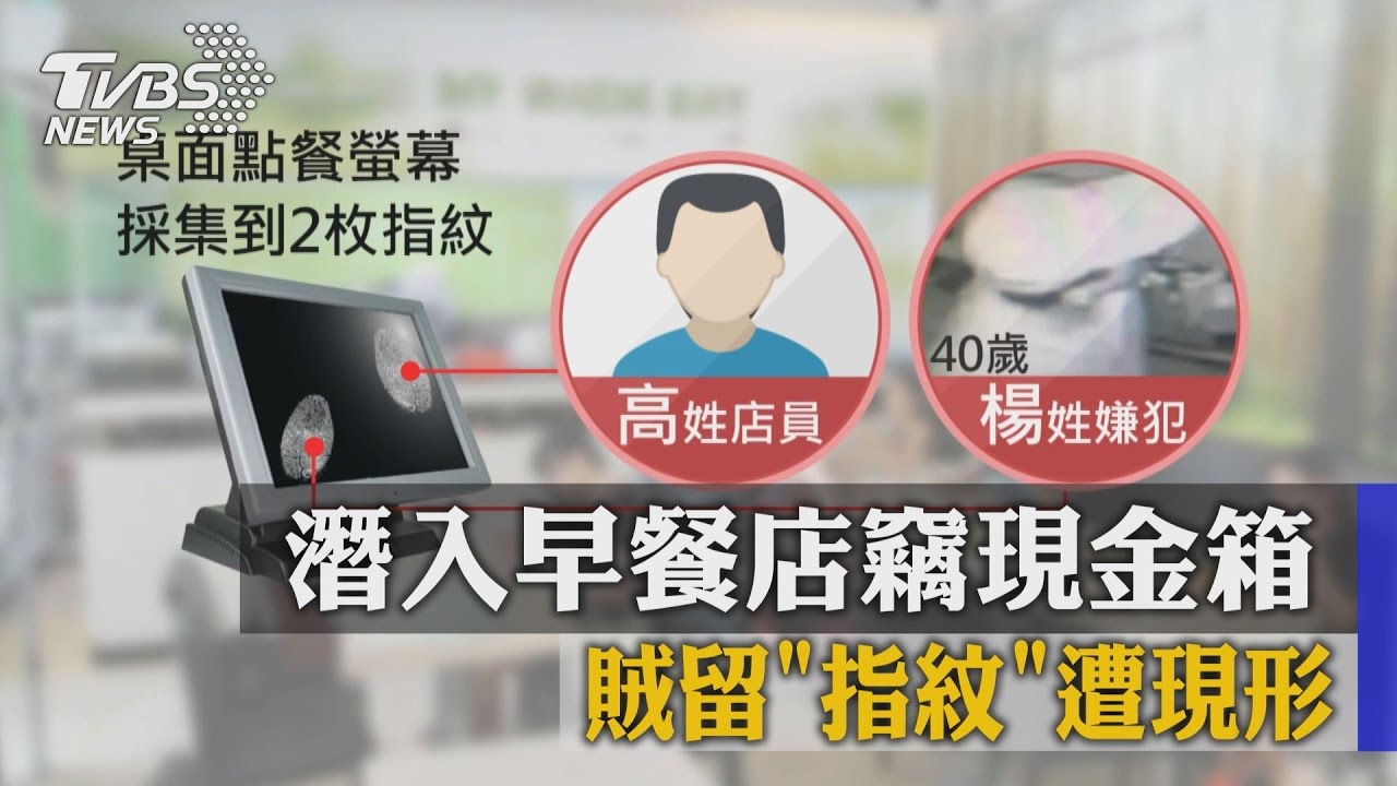潛入早餐店竊現金箱 賊留指紋遭現形