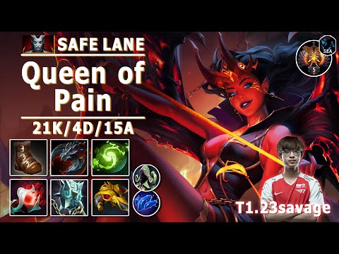 Queen of Pain Safe Lane Carry | 7.30e | T1.23savage QoP Carry Play | Dota 2 Immortal Gameplay