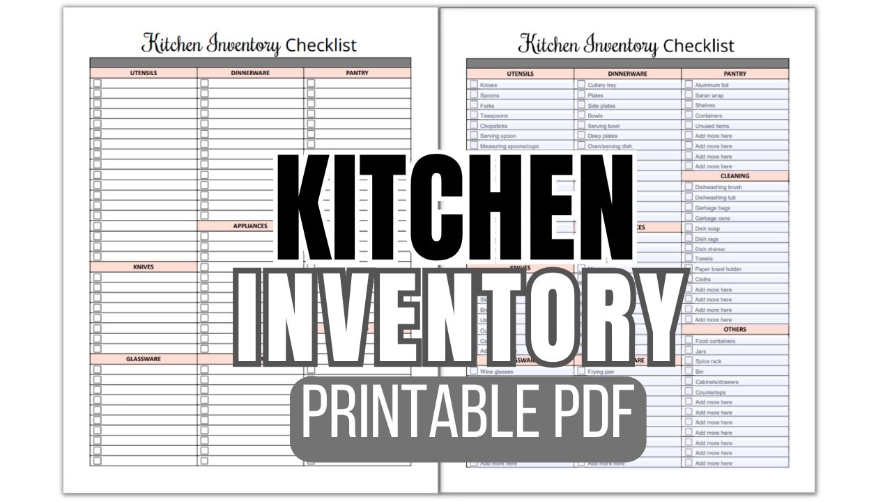 Kitchen Inventory Checklist Printable (PDF)