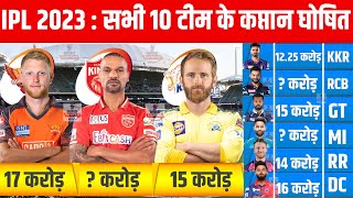 IPL 2023 All 10 Teams Confirm Captain | All Captain Name & There Price/Salary Announced