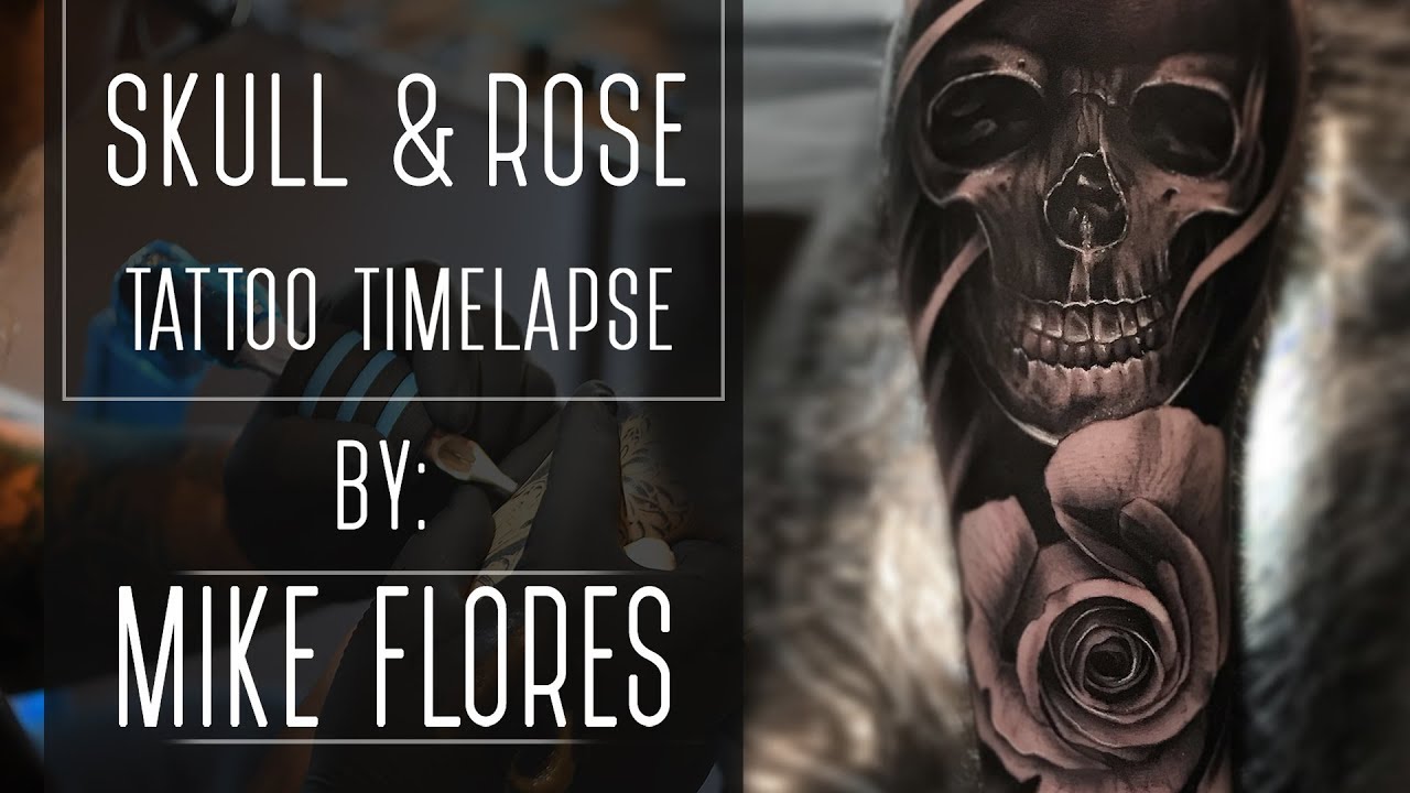 Skull and Rose Tattoo Time-lapse by Mike Flores