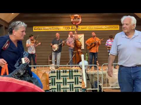 Harrison Ridge playing “Love of the Mountain”, in a STORM at the Galax Fiddler’s Convention, 2021