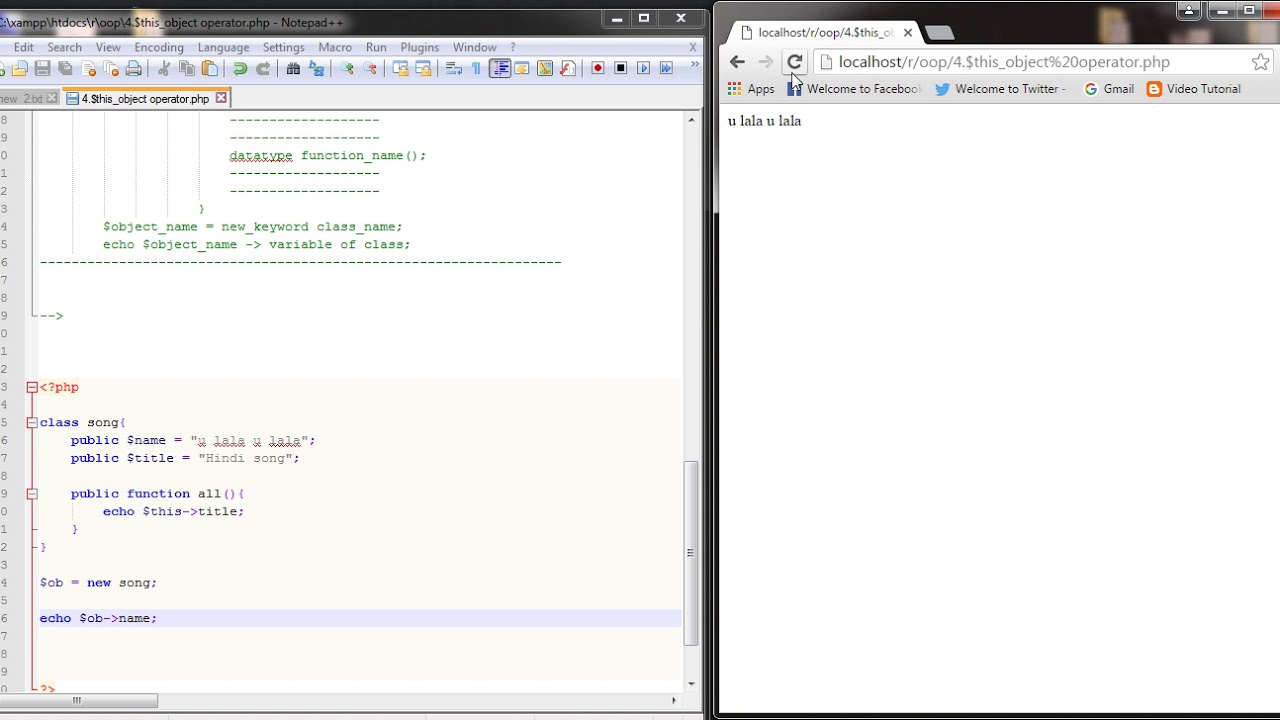 73.4.  How to use  $this object operator in php object oriented programming