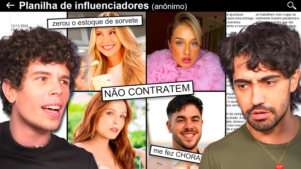 a planilha expondo podres de influenciadores que QUEBROU a internet