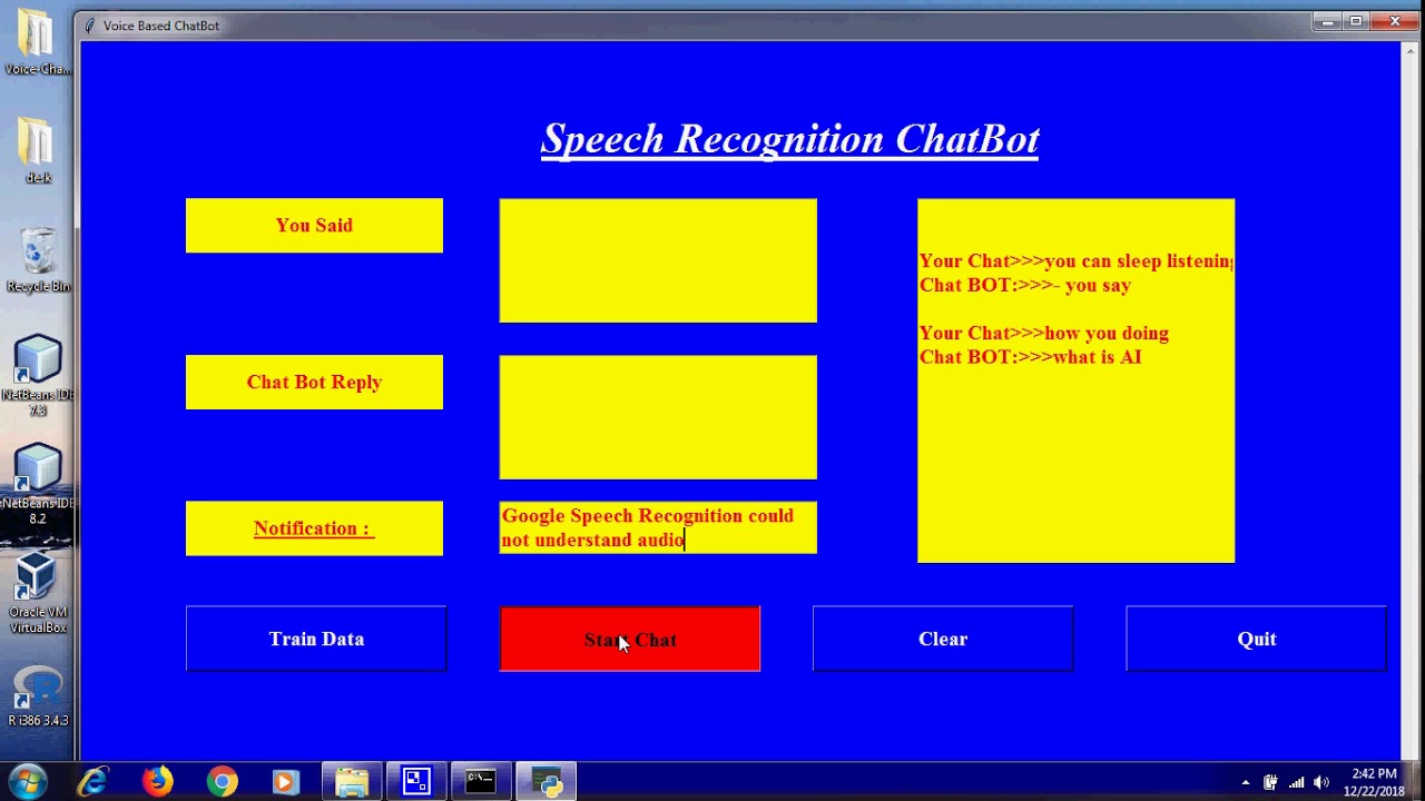 Voice based Chat bot Using machine learning