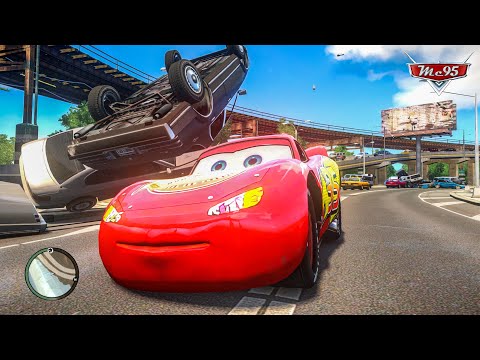 Crazy Rayo Lightning McQueen Car Crashes Ep.48 - GTA 4
