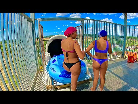 Water Slides at Acquazzurra Water Park in Metaponto, Italy