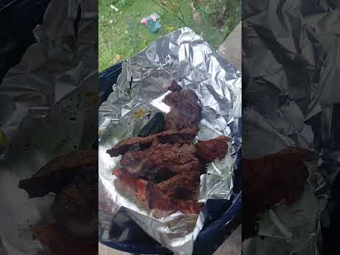 Asando un tasajo de carne en canton Quipure distrito de nombre de jesus chalatenango el salvador
