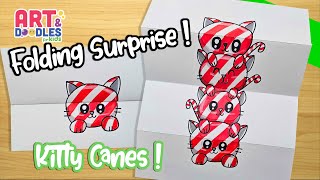 How to draw A KITTEN CANE | FOLDING SURPRISE  | Art and doodles for kids