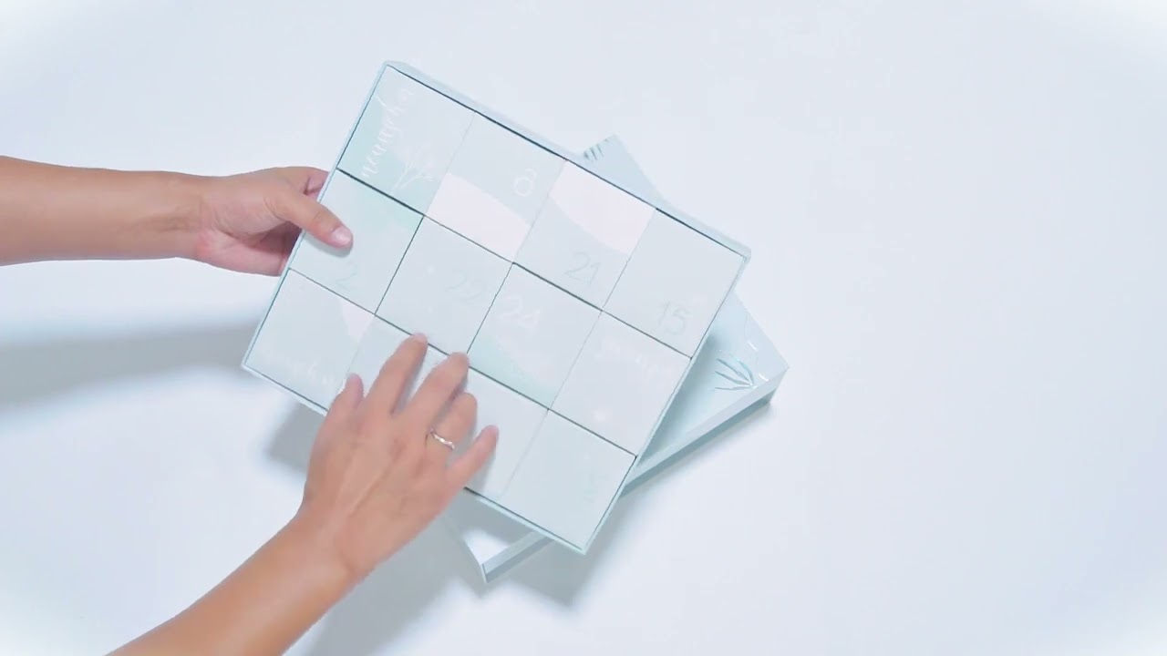 Custom clamshell Christmas calendar box with drawers