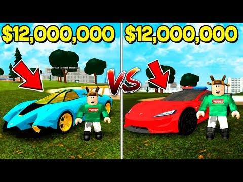$12,000,000 LAMBORGHINI vs $12,000,000 TESLA ROADSTER RACE! (ROBLOX VEHICLE SIMULATOR)