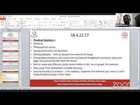 Nityam Bhagavata Sevaya  -  SB  4.22.27 class by HG Govinda Sundara das
