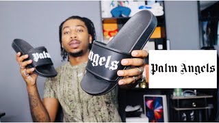 PALM ANGELS LOGO POOL SLIDE REVIEW + ON FEET‼️
