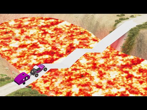 Cars vs Giant Lava Crater - BeamNG.drive