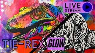 Glow-Up “Tie-Rex” Live Abstract Dinosaur Acrylic Painting on Canvas - John Byerly