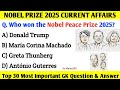 Nobel Prize 2025 Current Affairs Full Winners List Nobel Prize 2025 Full Details By Manoj MD