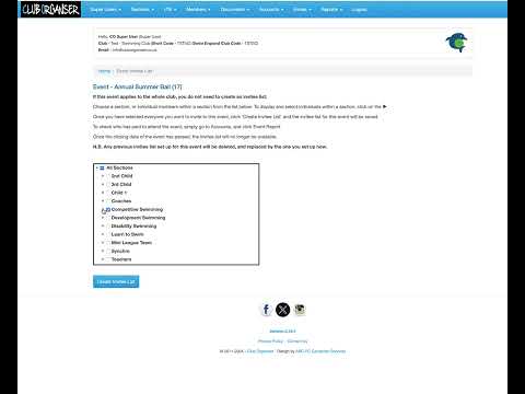 How to set up a Club Event e.g. Land Training and Physio or Swim Camp