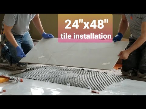 Installation of 24"x48" large format tile on ditra heat