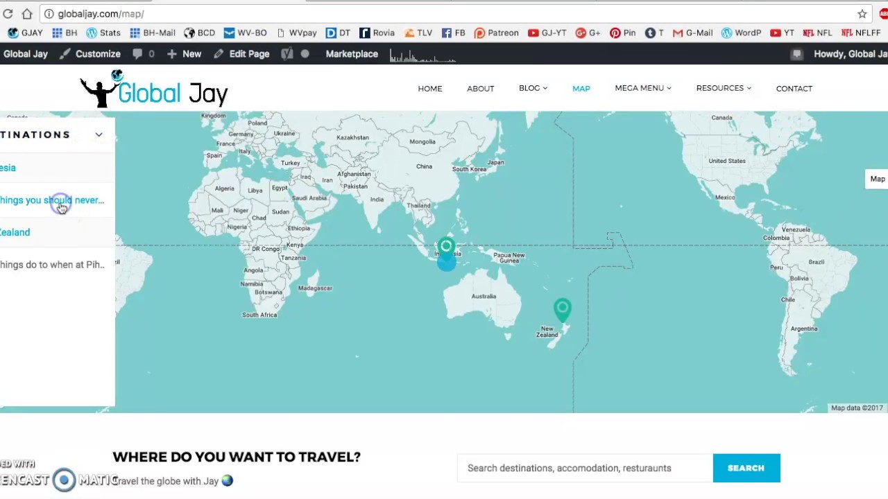 Interactive maps page on my blog