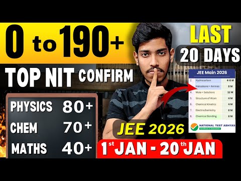JEE Mains 2026: 0 to 190+ in Last 20 DAYS🔥| Confirm TOP NIT in JANUARY Attempt #jee2026