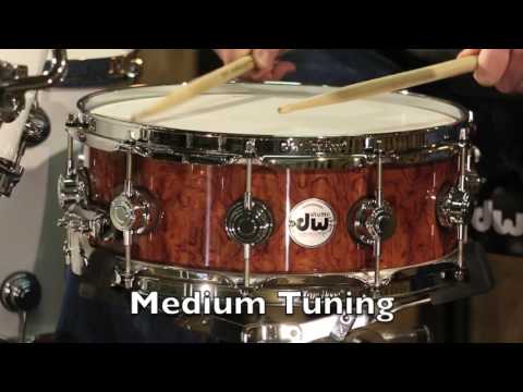 DW Collector's Snare Drum, Exotic Waterfall Bubinga 5x14