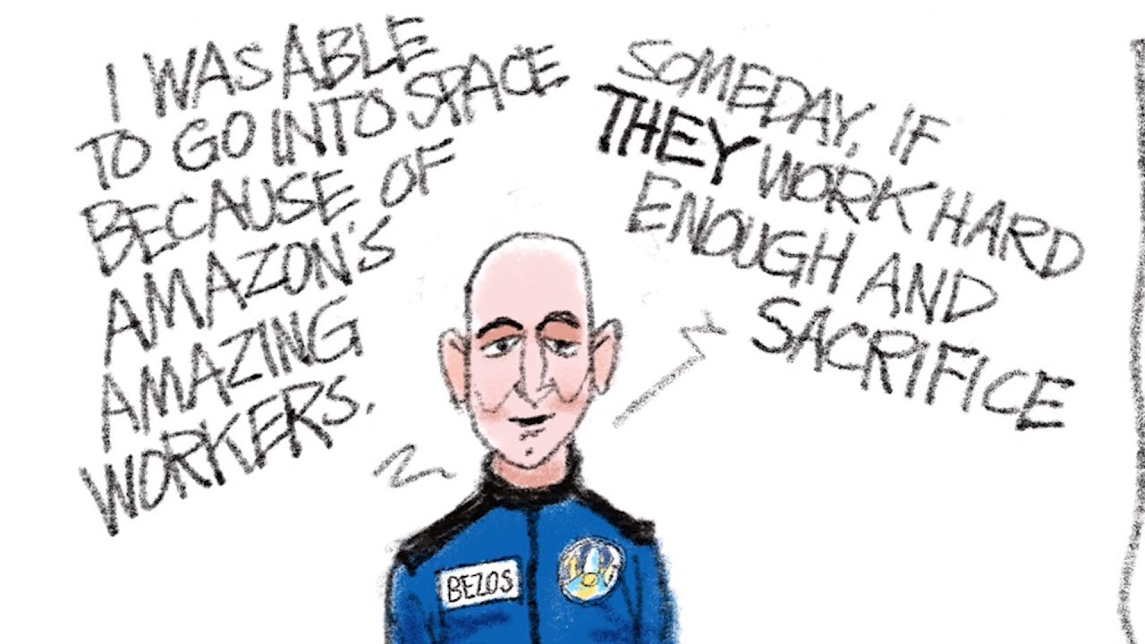 5 scathingly funny cartoons about Jeff Bezos' space odyssey - YouTube
