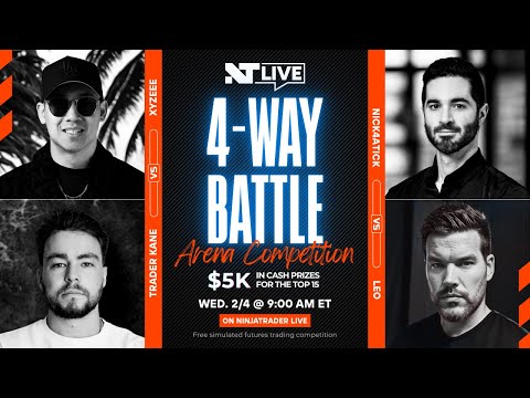 NinjaTrader Live | Futures Trading + The 4-Way Arena Competition w/ Kane, Leo, Nick, & XY (2/4/26)