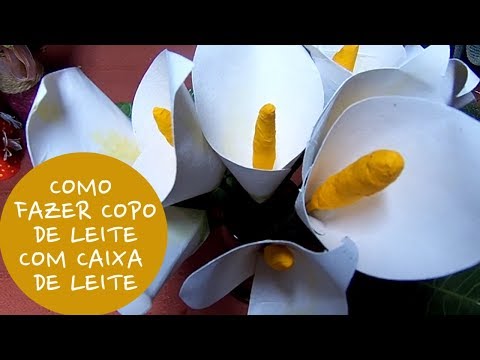 Como fazer copo de leite com caixa de leite / DIY upcycled  Calla Lily