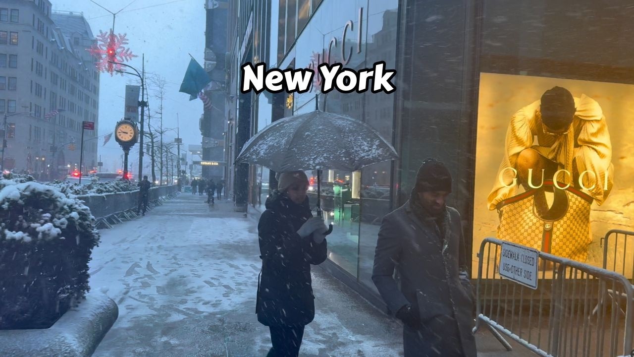 Daytime Snow Walk In Manhattan New York Snowfall 4k Virtual Tour