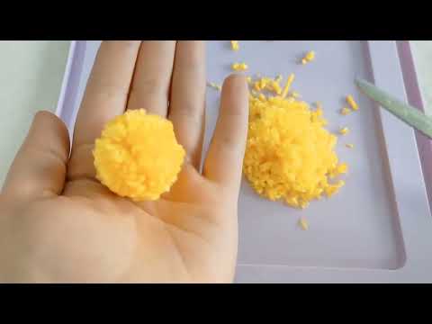 Kolay ponpon çiçek yapımı Amazing Pom Pom Flower Craft Idea with Fingers