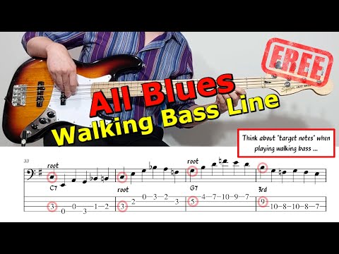 "All Blues" Walking Bass Line 🎺 Bass Guitar Lesson 🎸