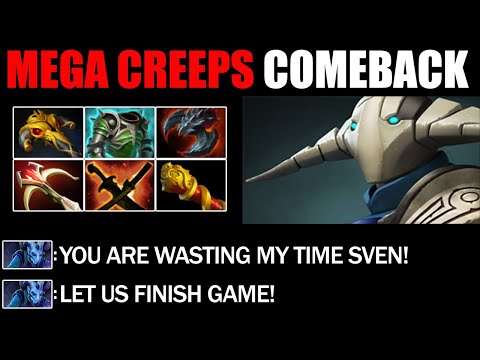Mega Creeps Defend By Scepter Sven Flying Stun - Impossible Comeback 7.26c Dota 2