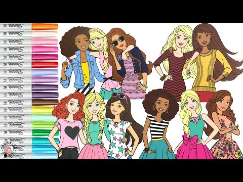Barbie and Friends Coloring Book Compilation Barbie Teresa Nikki Renee and Summer