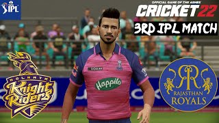 Kolkata Knight Riders vs Rajasthan Royals 3rd IPL Match 2022 - Cricket 22 Gameplay 1080P 60FPS