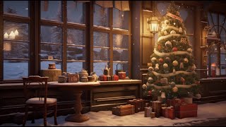 Smooth Christmas Jazz Music in Snowy Christmas Coffee Shop Ambience to Relax,Sleep ~ Background Jazz