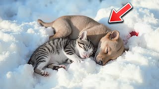 A Blizzard, a Puppy, and a Kitten Living Their Last Moments on the Street