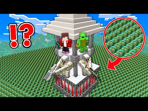 The TALLEST Security House vs Zombie Apocalypse JJ and Mikey in Minecraft - Maizen Mizen JJ Mikey