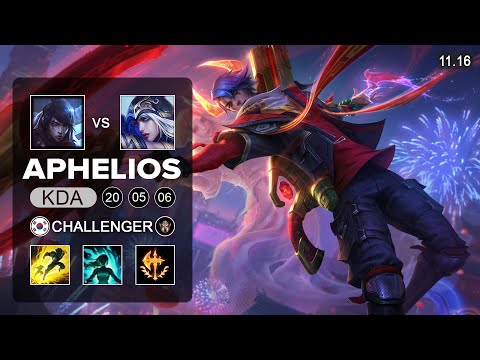 Aphelios ADC vs Ashe - KR Challenger Patch 11.16