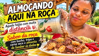 🔥 ALMOÇANDO NA ROÇA COM AQUELE FEIJÃO DE RESPEITO! BUCHO, TRIPA E CARNE SECA 😋