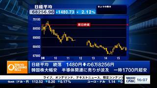日経平均続落 サムスン好決算も韓国株大幅安、半導体に売り波及【日経CNBC／きょうのポイント、明日のヒント】